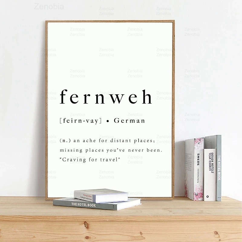 

Fernweh German Travel Quote Wall Art Posters and Prints Definition Inspirational Canvas Painting Wall Art Modern Room Home Decor