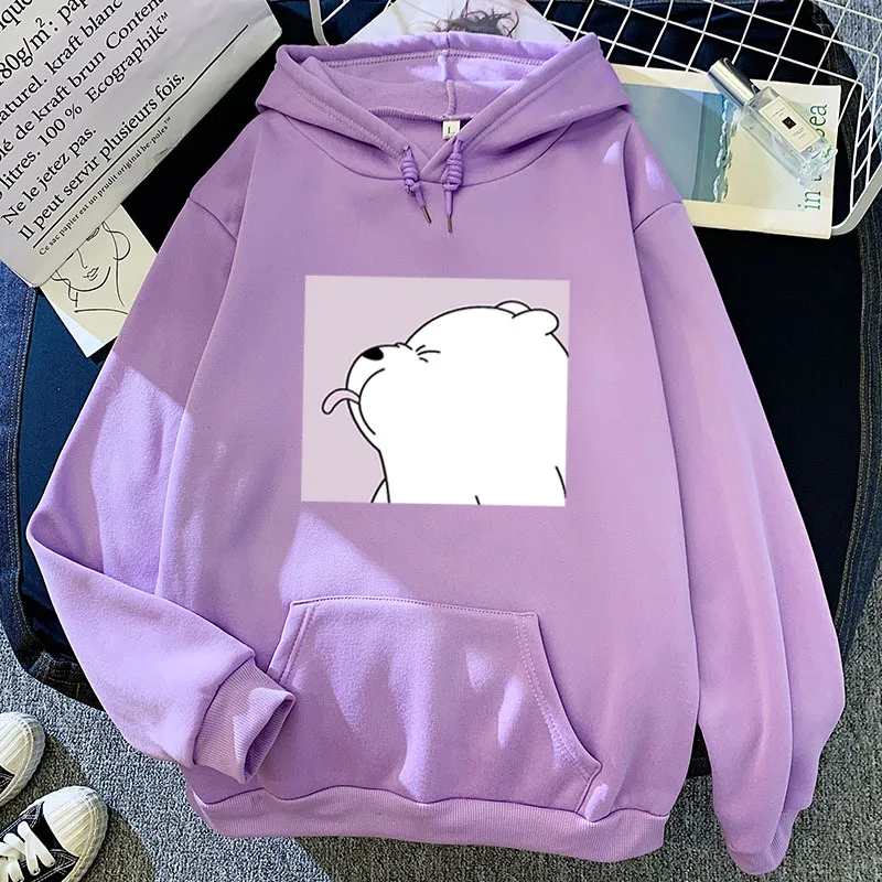 

Sea Bear Printing Casual Pink Anime Hoodies Kawaii Harajuku Tops Clothes Streetwear Indie Aesthetic Women Sweatshirt Clothes