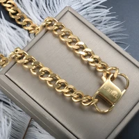 zmfashion punk square buckle pendant chain thick titanium steel exaggerated necklace ladies men straps stainless steel jewelry