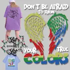 Наклейки с надписью в виде крыльев, термотрансферные наклейки из ПВХ, наклейки на одежду