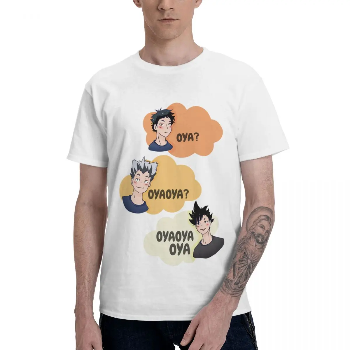 

Anime OyaOyaOya Aesthetic Clothes Men's Basic Short Sleeve T-Shirt Graphic Funny Tops