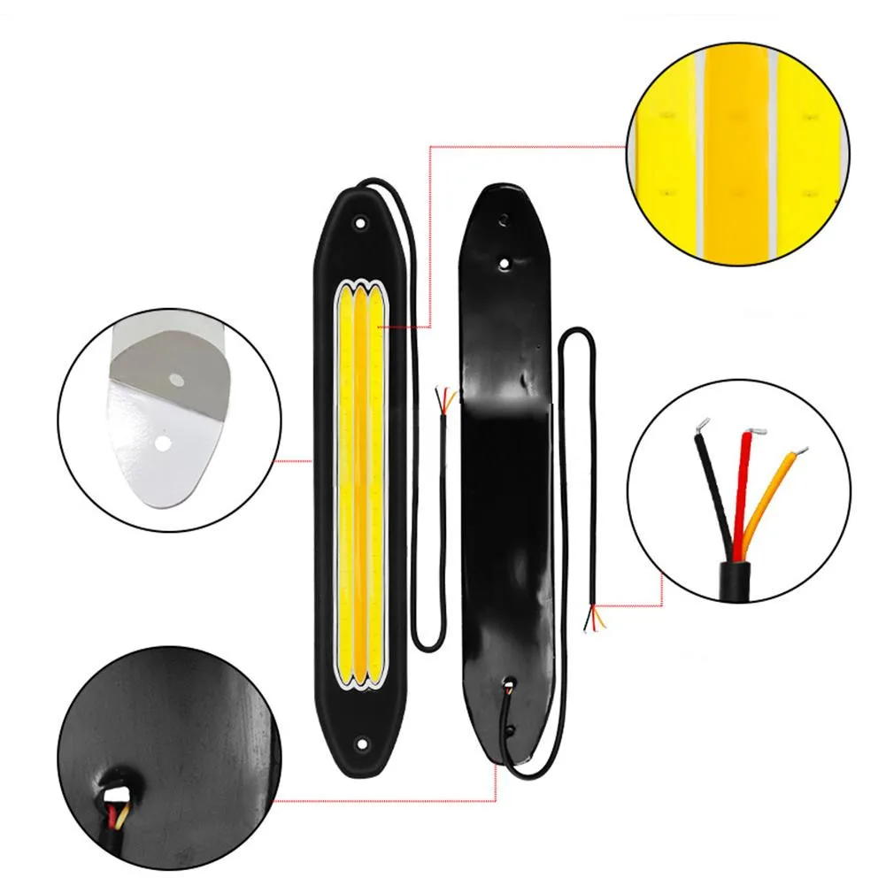 2 х 26 см COB светодиодный гибкие полосы Водонепроницаемый лампа автомобиля Белый