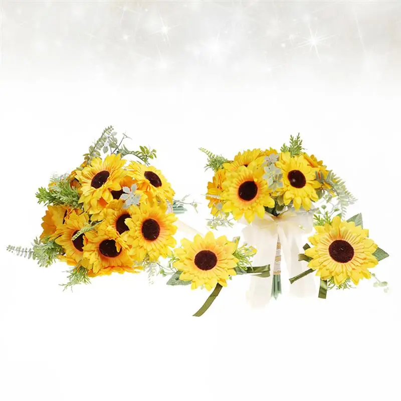 4 шт. Свадебный декор Красивый Подсолнух Искусственный букет на запястье