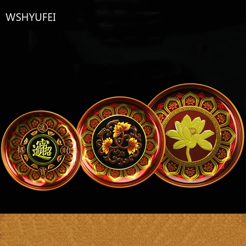 Китайская металлическая тарелка для фруктов буддистские товары высоких ног