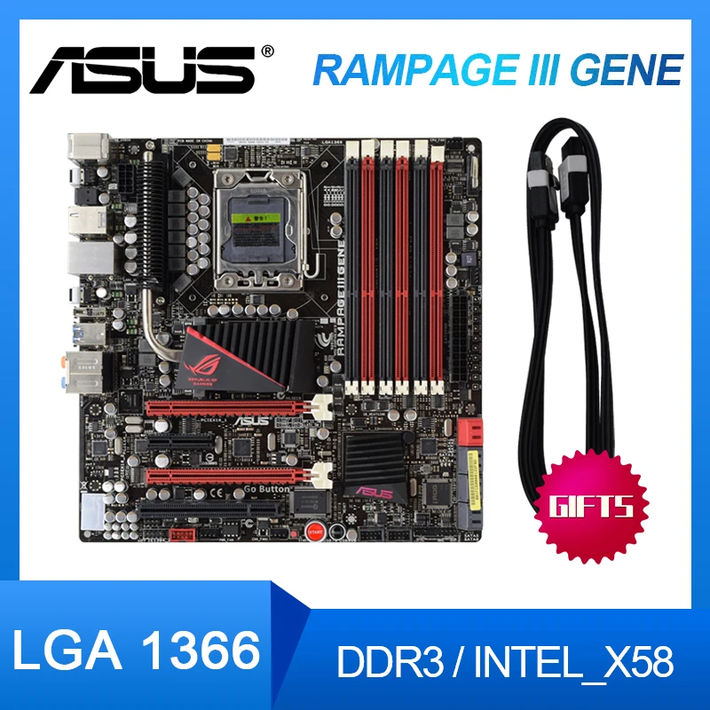 Материнская плата ASUS Rampage III GENE X58 для майнинга настольная Intel DDR3 24 ГБ LGA 1366 Core i7