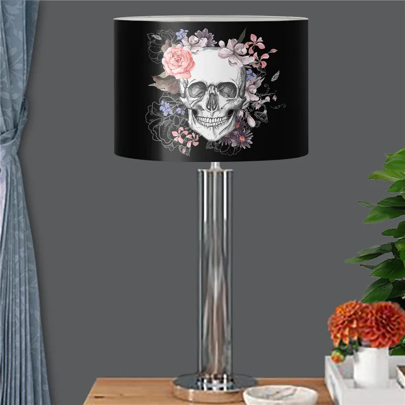 

Gothic Style Lampshades for Table Lamp Floral Skull Pattern Floor Lamp Shade Modern Waterproof Light Covers Home Halloween Decor