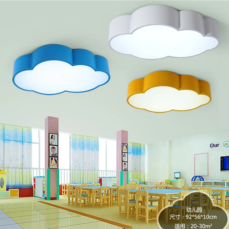 Потолочная лампа светодиодная облачная для детской комнаты желтая синяя красная