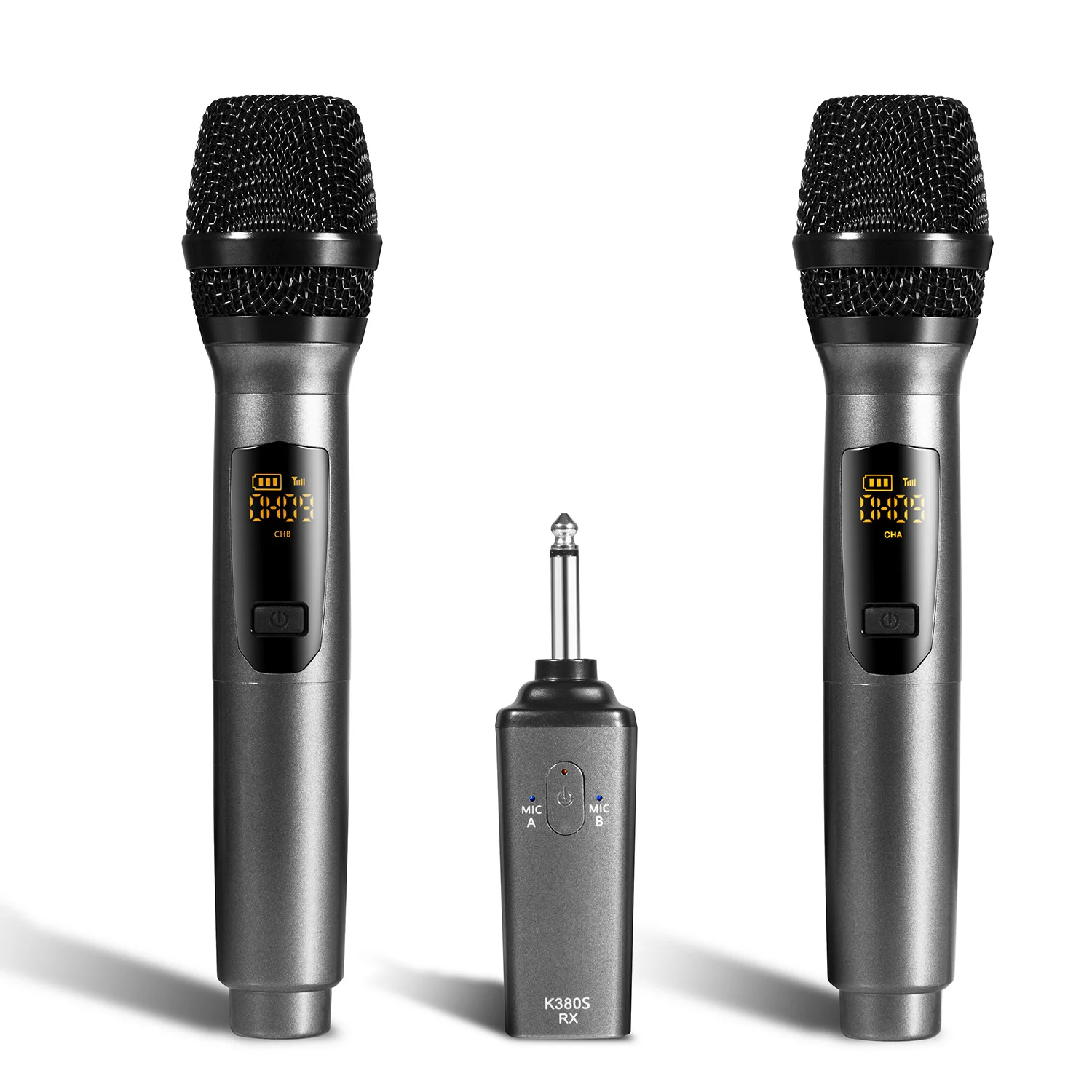 

Portable 10-Channel Rechargeable USB Charging Port Wireless Microphones UHF Mics with Receiver Working Distance 50 Feet