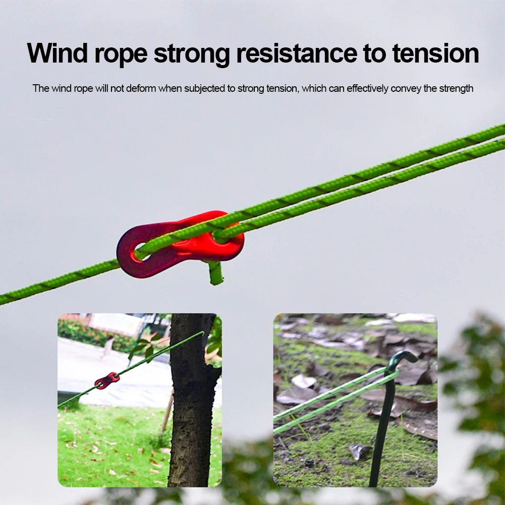 4pcs Multiuse Colorful Tent Hang Lanyard Rope Cord 400cmTent Tensioner Set Reflective Adjust Camping Canopy | Спорт и развлечения