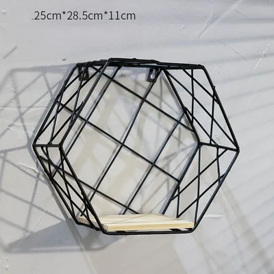 Железная шестиугольная решетка полка для хранения на стене в скандинавском