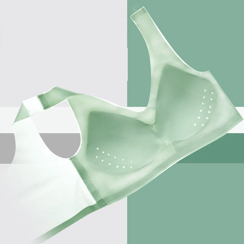 3pcs/set Women Underwear One-piece Seamless Ice silk Breathable Hole Cups Gathered Vest-style Bra Girls Summer Ultra-thin Mesh