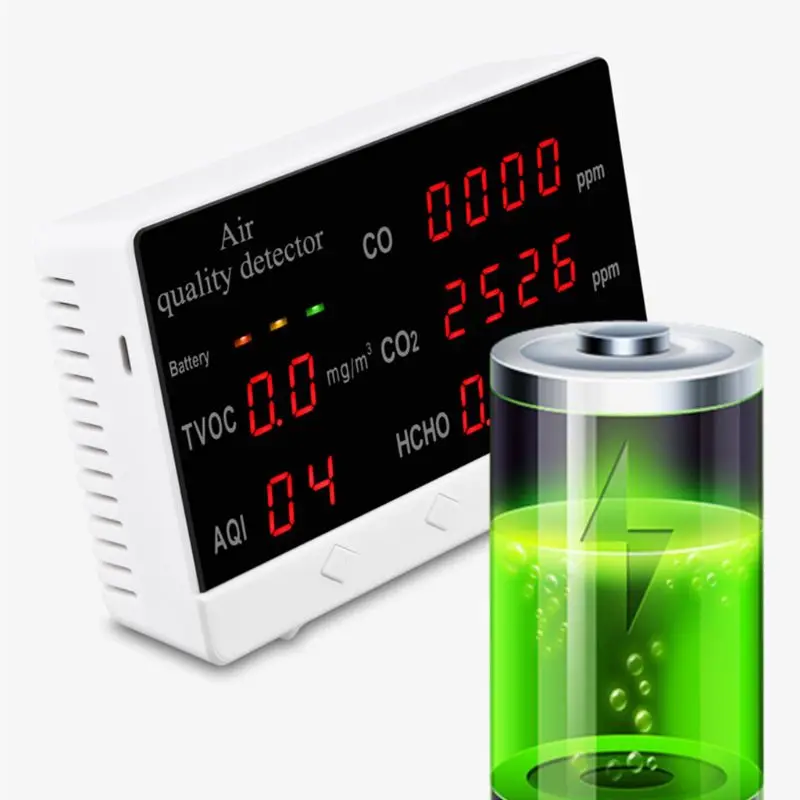 Тестер качества воздуха в помещении и на улице CO/HCHO/TVOC CO2 измеритель анализатор