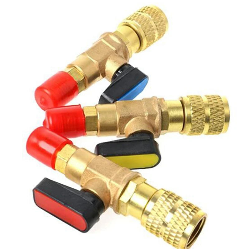 

3Pcs/Set Brass R410A Refrigerant Straight Ball Valves AC Charging Hoses Brass