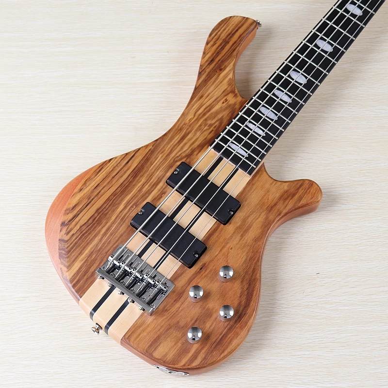 5 string hickory holz top aktive hals durch professionelle elektrische bass gitarre 43 zoll solide okoume holz körper bass gitarre free global sh