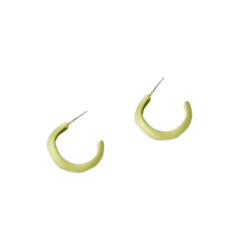 

Matcha Green Classic S925 Fashion Temperament Earrings Female 2021 New Trendy Geometric C-shaped Earrings