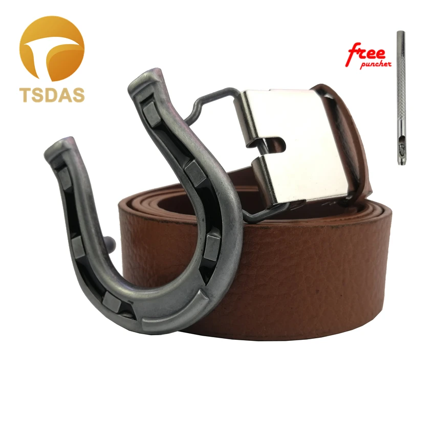Horseshoes New U Shape Belt Buckles Metal for Men Silver Western Buckle With PU Belt|Пряжки и крючки| |