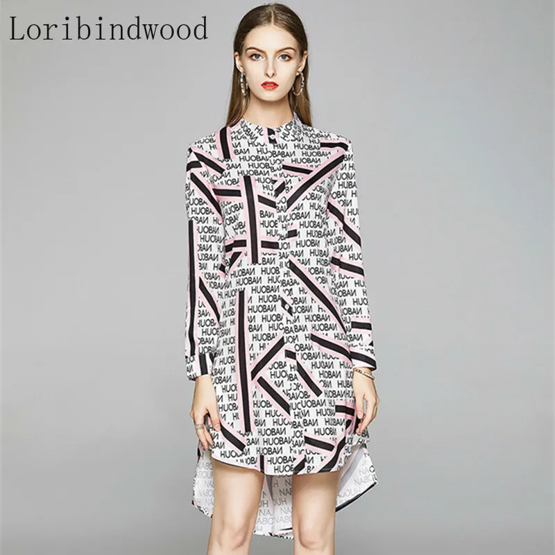 Женское платье рубашка с длинным рукавом и принтом в полоску|Женские платья| |