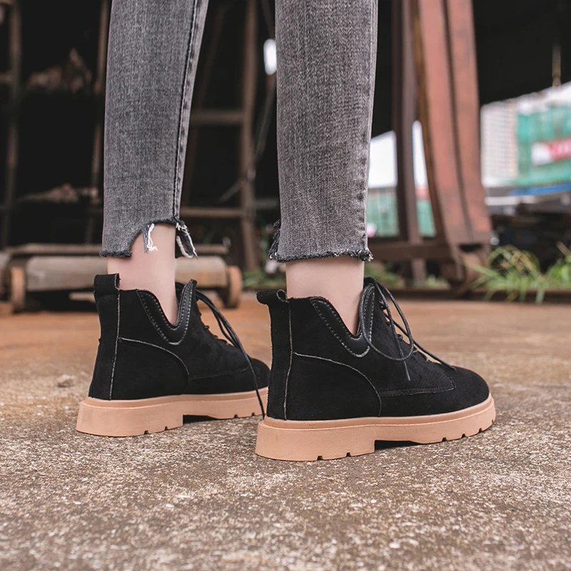 Женские ботинки мартинсы LZJ весна 2019 новая женская обувь замшевые женские в