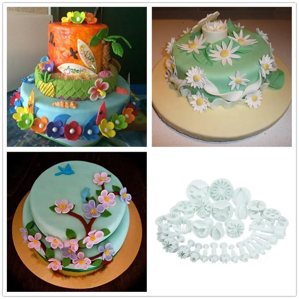 33 шт./упак. Fondant (сахарная) торта печенье резец плунжера сахара в форме цветка