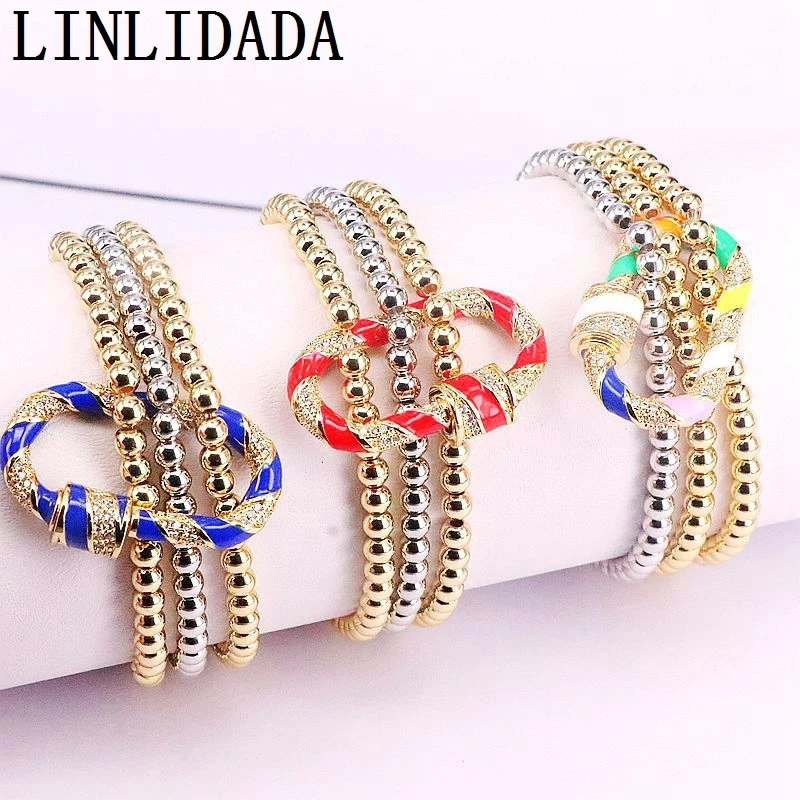 

4 шт новый стиль браслет, Мода Эмаль кубический циркон застежка очарование компонент, медный бисерный браслет ювелирные изделия