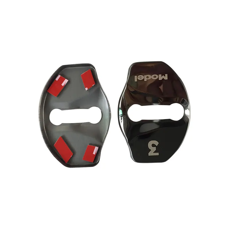 

For Tesla Model 3 Car Door Lock Protection Cover Trim Black Color 4Pcs