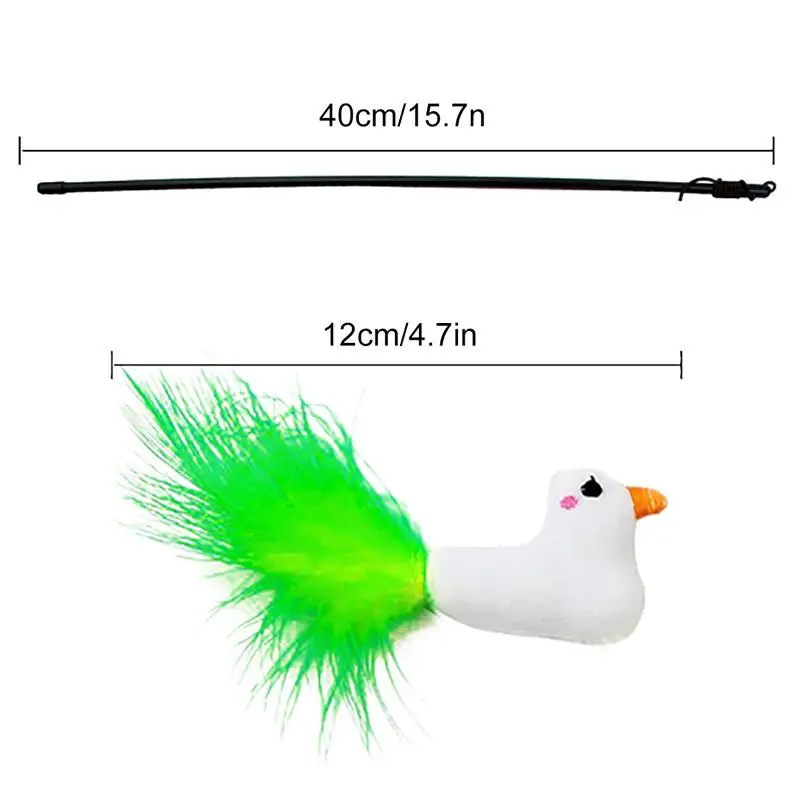 

Plush Cat Wand Toy 1pc Duck Shape Pendant Cat Faux Feather Wand Cat Teaser Toy With Bell Gatos Favors Pet Supplies Random Color