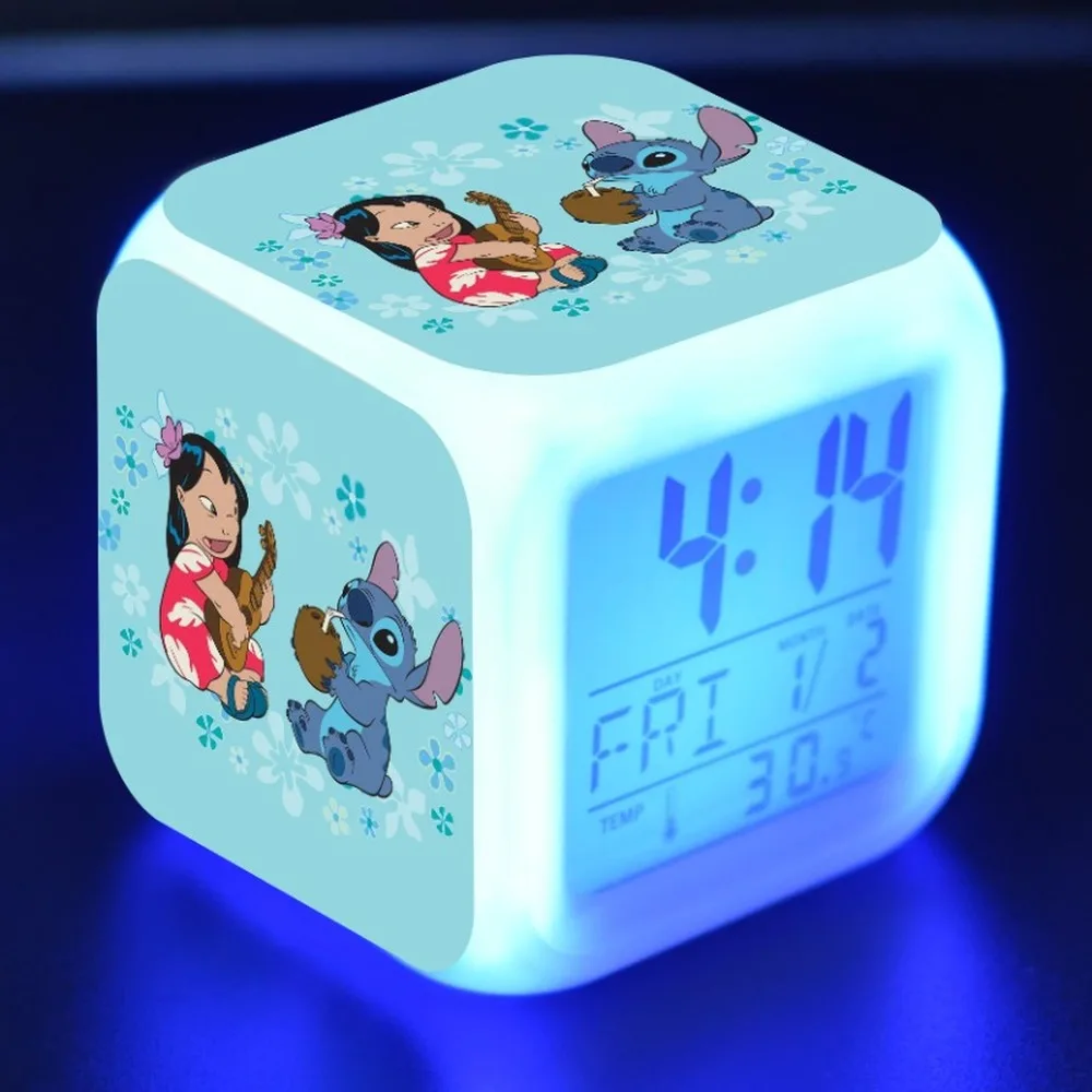 Цифровой будильник Disney Stitch с 7 цветными светодиодами настольные часы мультяшным