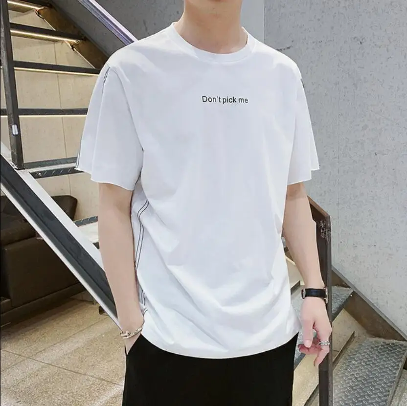 

2019 New Men T Shirt Casual Loose Short Sleeve Slim Men's Basic Tops Tees Summer Stretch Solid T-shirt Male Clothing