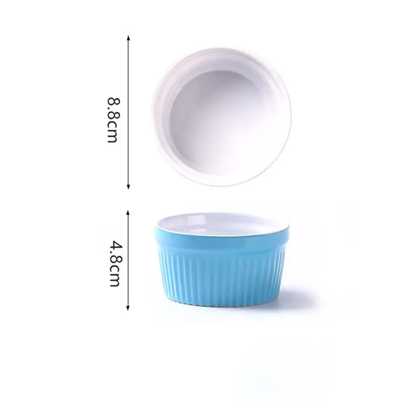 

5Pcs Baking Bowls Ceramic Pudding Dessert Serving Bowls (Assorted Color)