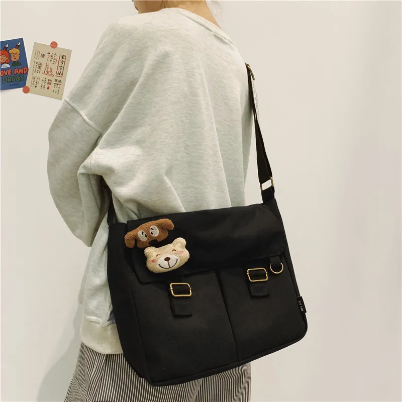 Корейская версия ins парусиновая сумка с рисунком медведя из мультфильма для