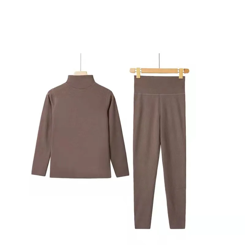 Fleece Warm Clothing Ladies Suit Autumn Winter Elasticity Seamless Heat Underwear Thick Pajamas Women Plus Velvet Sleepwear Set