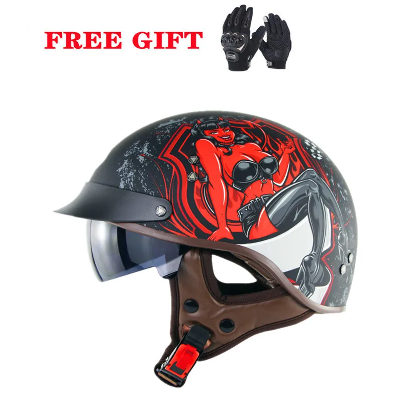 

Винтажный мотоциклетный шлем в стиле ретро в горошек, безопасный летний полулицевой гоночный шлем для езды на велосипеде