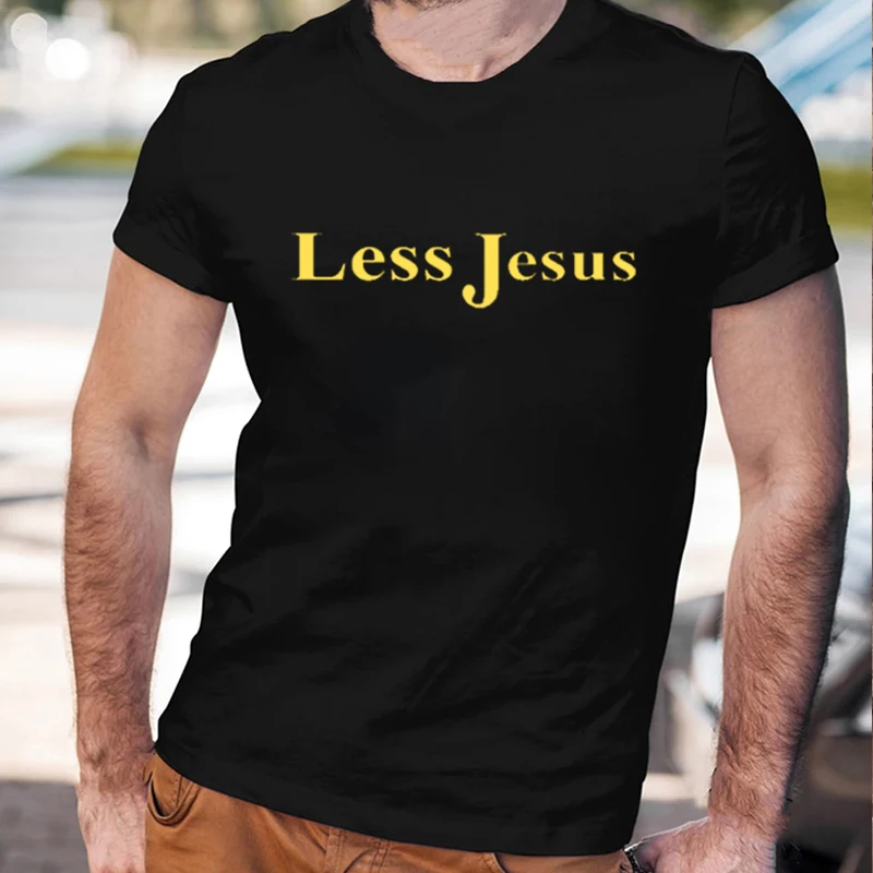 

Less Jesus Christian Pray Men's Cotton T Shirt Fashion Summer Casual Short Sleeve Black White Tops 2021 Hot Sale O Neck Tee