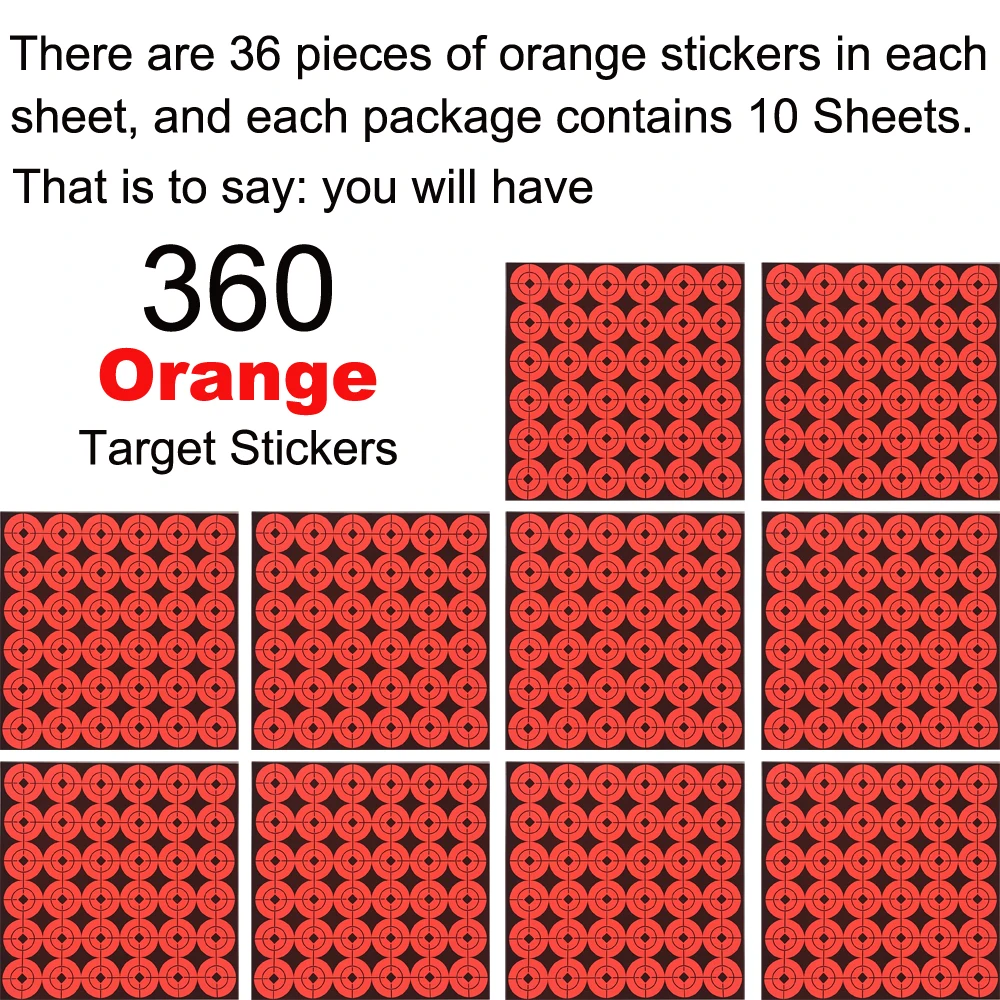 

Neon Red Sticker Target-10 Pack-Bullseye Pattern-Self adhesive-for Gun Shooting