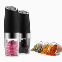 stainless steel gravity induction grinder led light salt pepper grinding electronic pepper grinder mill kitchen accessories