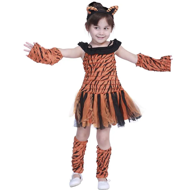 Snailify Girls Zebra Costume Kids Tiger Child Tigress Cosplay Halloween Purim Pink Cat Face Fancy Dress |