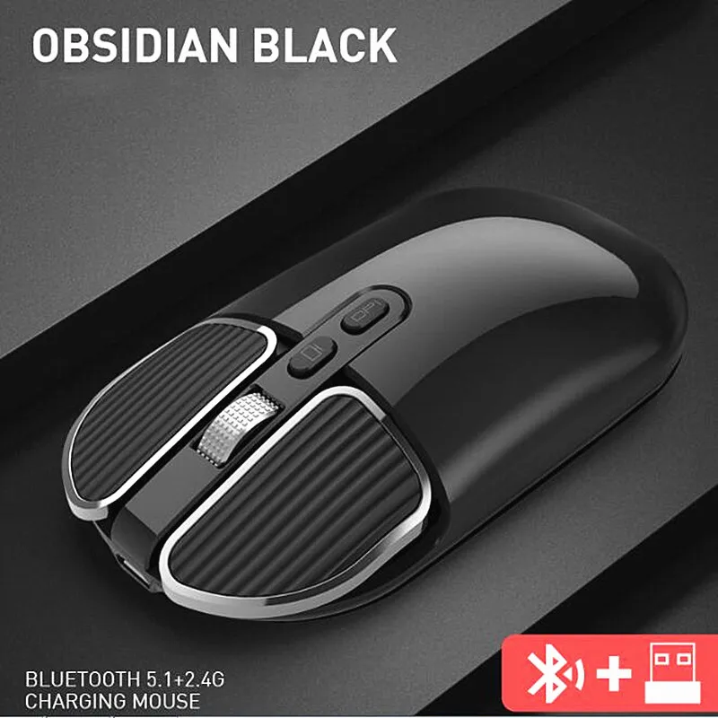 Беспроводная USB мышь Bluetooth 5 1 + 2 4 ГГц два режима перезаряжаемая батарея встроенная