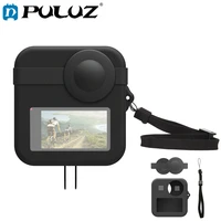 puluz for gopro max dual len caps case cover body soft rubber frame silicone protective case for gopro max camera accessories