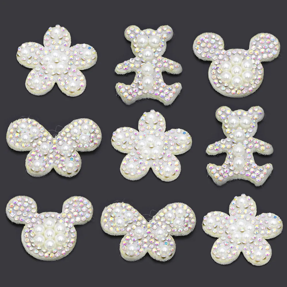 10 шт Сияющие жемчужные заплатки AB аппликация СТРАЗА для одежды белая основа