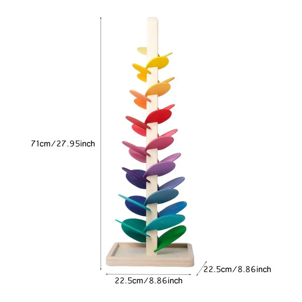 

Hot Wooden Rainbow Tree Early Educational Fun Assembly Toy Wooden Demolition Leaves Rolling Tower Game Educational Toys