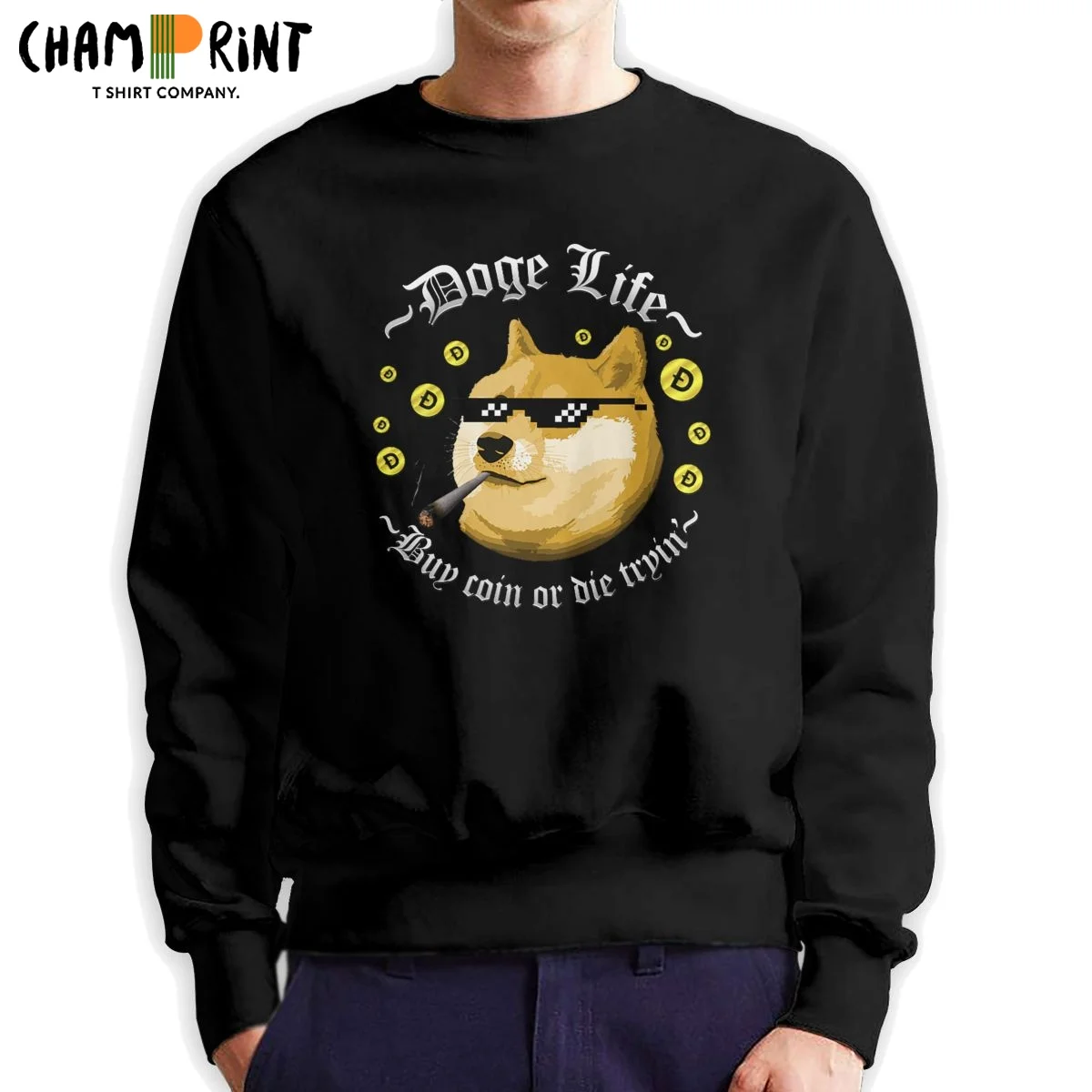 

Толстовка Doge Life Dogecoin для мужчин, свитшот с круглым вырезом для биткоинов, криптовалют, эфириума, Btc, Осенние Пуловеры