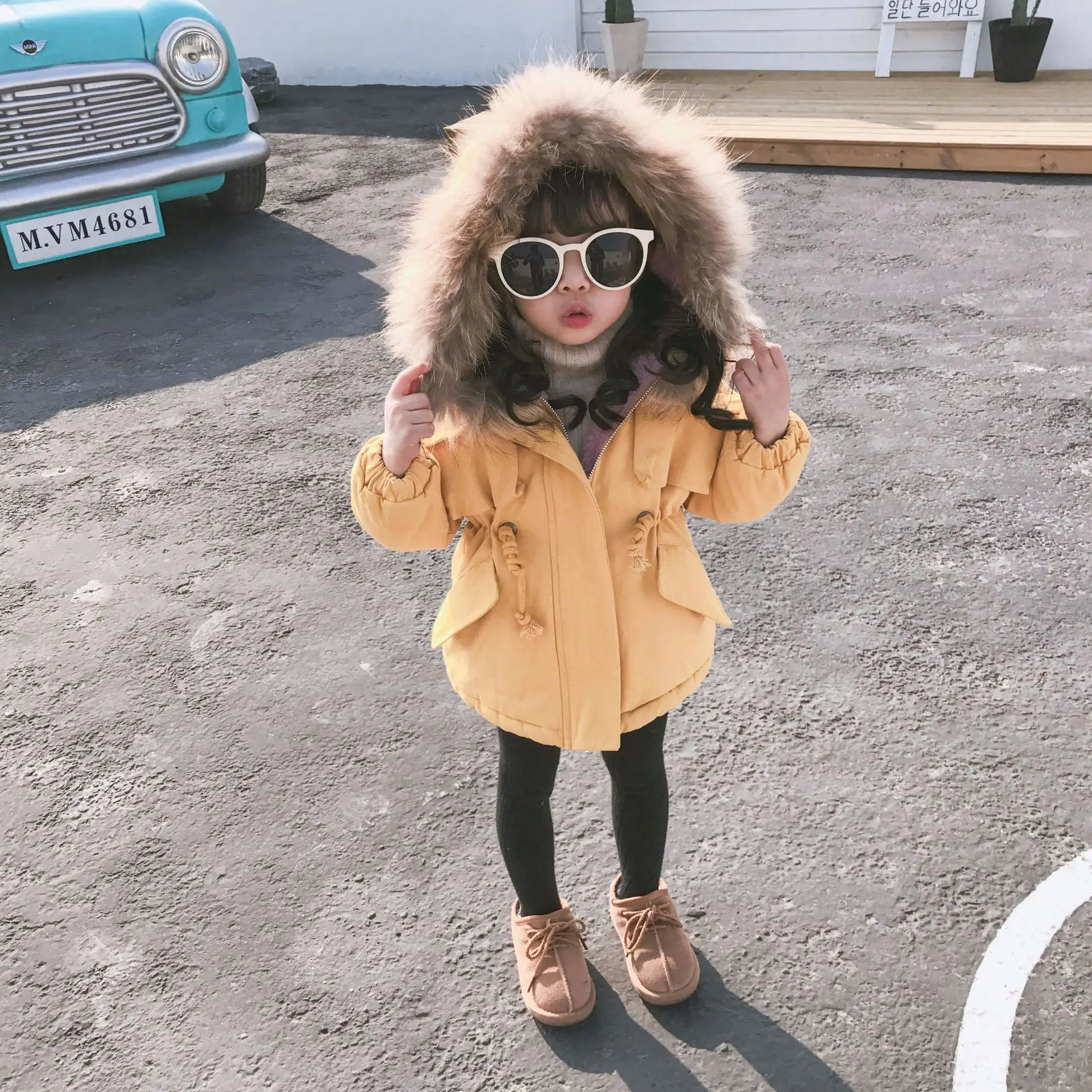 Куртка детская зимняя хлопковая с меховым воротником однотонная | Мать и ребенок