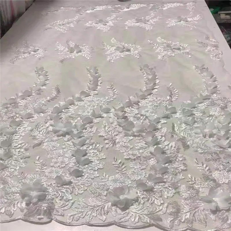 Французская вышивка кружева африканские 3D цветы ручной работы бежевые кружевные