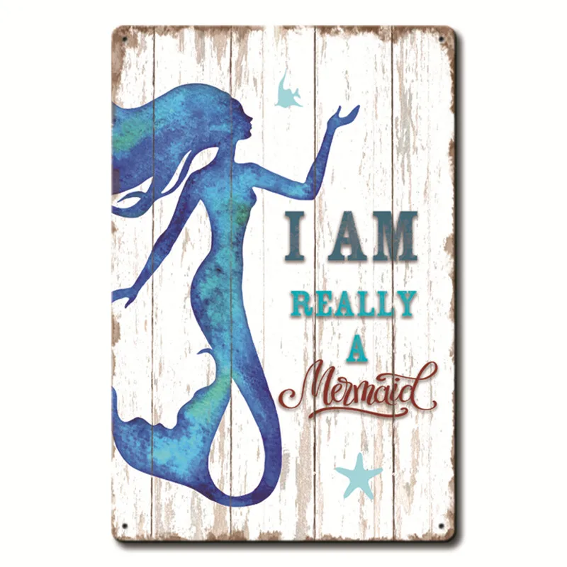 

Mermaids, turtles, dolphins, sea animals Metal Tin Sign, Vintage Art Poster Living Room roomsitting Home Wall Decor 12x8 IN
