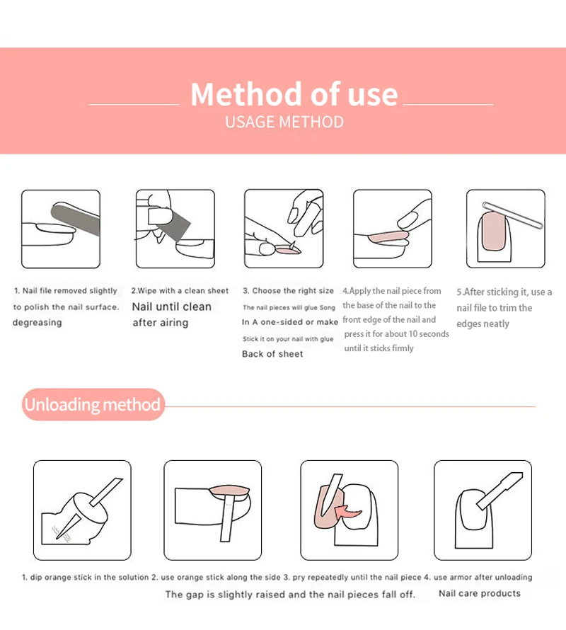 

24/48pcs Reusable Bright Colorful Nail Designs with Glue Long Fake Nails Art Tips Apply Artificial Fake Nail Tips Finger