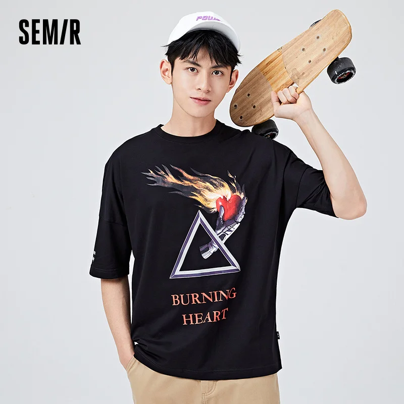 

SEMIR Short Sleeve T-Shirts Men Spring 2021 New Loose Inner Leggings Korean Style Trendy Handsome Boys Tshirt