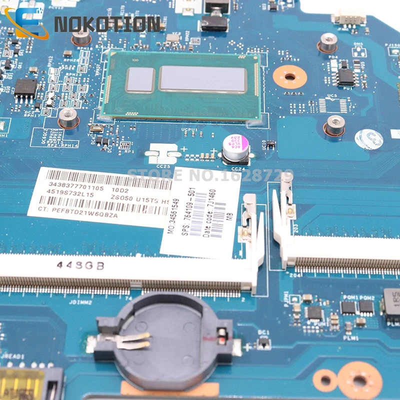 Материнская плата NOKOTION для ноутбука HP 15-R 15-R015DX SR16Q ЦП 764109-501 764109-001 ZSO50 CPU-001 С. -