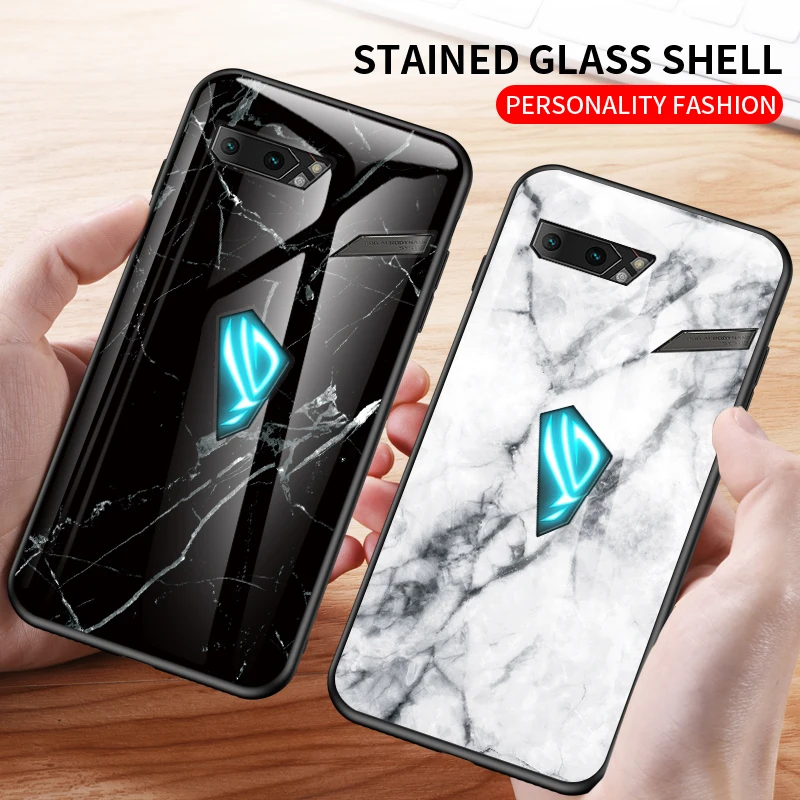 Чехол для Asus ROG Phone 2 ZS660KL, роскошный стеклянный мраморный стеклянный гибридный мягкий силиконовый Жесткий Чехол для Asus ROG 2, чехол для телефона