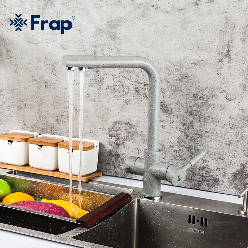 

Frap Kitchen sink Faucet Seven Letter cold and hot water mixer tap Rotation Water Purification Double Handle F4352-22