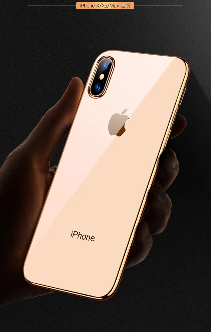 Роскошное Гальванопокрытие, хромированный Прозрачный чехол для iPhone XS MAX XR 8 7 6s 6 Plus 5S SE, прозрачный позолоченный чехол